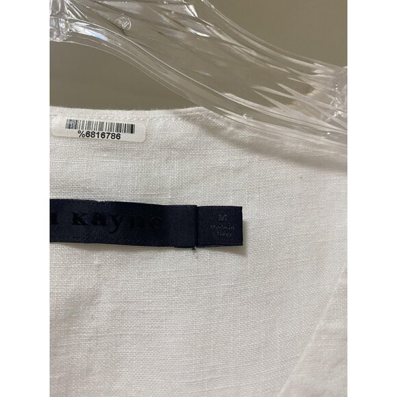 Jenni Kayne Day Dress Womens Medium White Linen Button Front Midi Short Sleeve - Picture 5 of 6